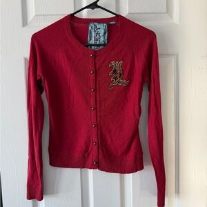 BNWOT!RARE!L.A.M.B Red Cashmere Letter Cardigan Sweater Fall 2009!Sz Small
